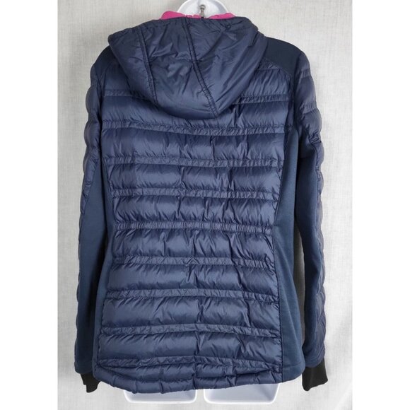 Michael Kors Down Fill Puffer Jacket Women's Sz S Navy pink accents Winter Fall - Picture 2 of 5